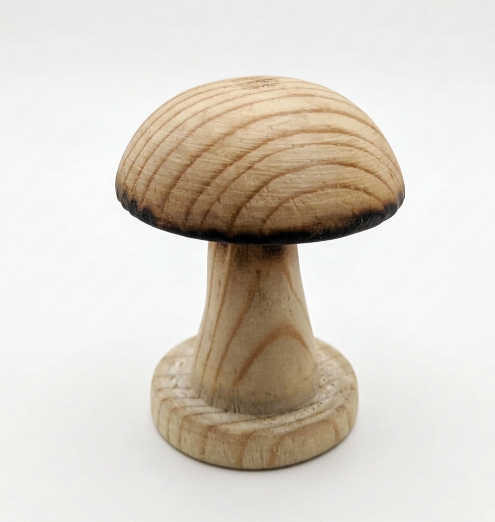 Hand lathed wooden mushroom